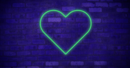 Thumbs down neon sign on brick wall 4k