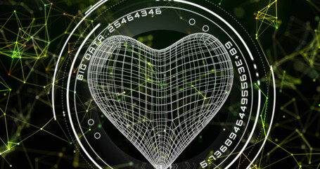 Image of heart in scope over networks of connections