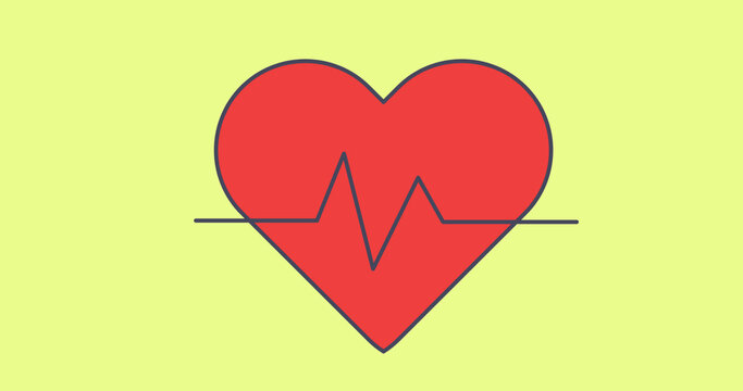Image of heart icon moving on green background