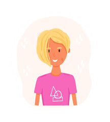 Blond hair woman avatar in cartoon style