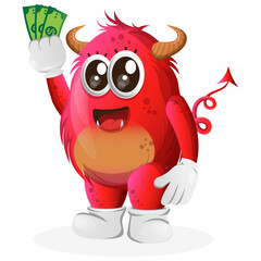 Vector_Cute red monster holding money