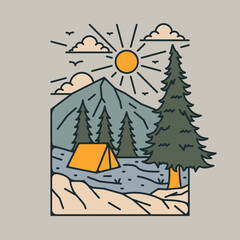 Camping alone in the beauty nature graphic illustration vector art t-shirt design