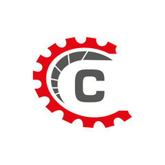 Automotive Logo On Letter C Concept. Car Repair Logotype and Mechanic Symbol Vector Template