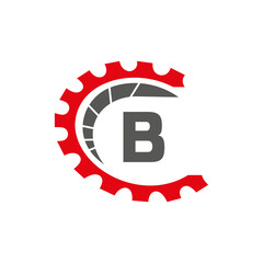 Automotive Logo On Letter B Concept. Car Repair Logotype and Mechanic Symbol Vector Template