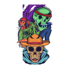 pirate skull monkey illustration artwork merch