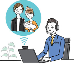 コールセンターで顧客と会話