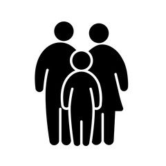 Family, parents and child, linear icon. Line Black and White Vector Graphic