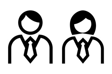 Girl dan Male office Icon Black and White Vector