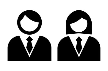 Girl dan Male office Icon Black and White Vector