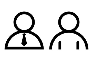 Girl dan Male office Icon Black and White Vector