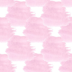 Obraz premium Pattern Watercolor pink spots. Abstract wet brush strokes. Large drops of prasky from the brush. Light, romantic background.