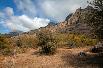 Panorama of the mountain landscape of the Crimean peninsula.