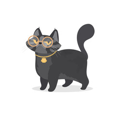 Funny cat with glasses. Cat sticker with a serious look. Good for stickers, t-shirts and postcards.