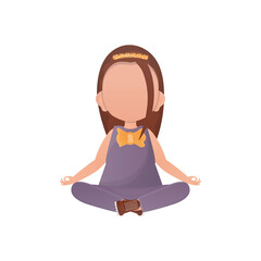 Little girl sits in the lotus position.