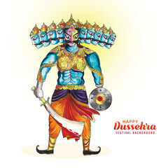 Happy dussehra celebration ravan with watercolor design