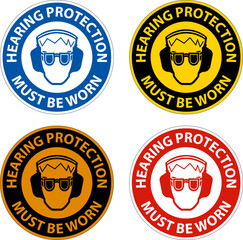 Hearing Protection Must Be Worn Sign On White Background