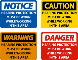 Hearing Protection Must Be Worn Sign On White Background