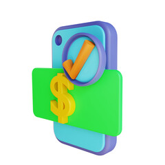 3D illustration payment gateway and money