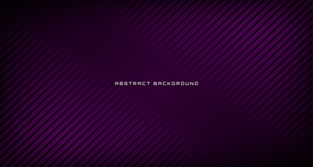 Purple lines abstract background on dark space with straight stripes effect decoration. Minimalist graphic design element future techno style for banner, flyer, brochure cover, card, or landing page
