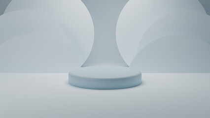 white podium with circle behind it 3D Render