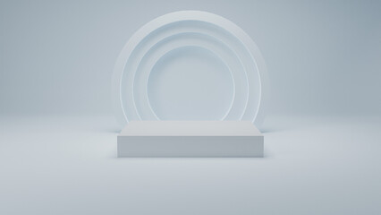 cube podium with circle behind it 3D Render