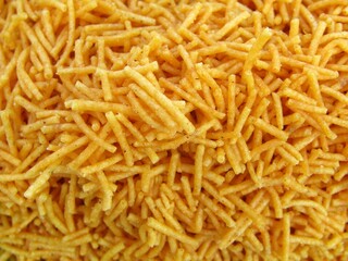 India snacks food Aloo bhujia close-up 