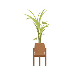 Artificial plant in a brown pot.   Flat style.