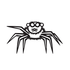 Vector illustration hand drawn cartoon of scary spider character isolated on white background.