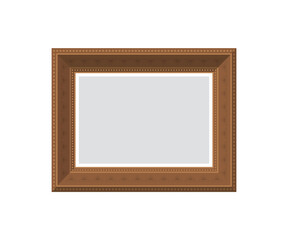 Empty wooden picture frame.   Flat style.