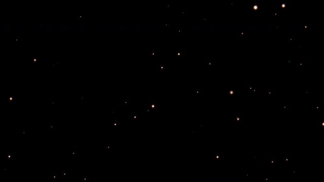 4K 3D seamless loop of glowing flicker particles stars animation on black background. Graphic motion for project screen overlay.Effect loop with galaxy sky particles twinkling light 