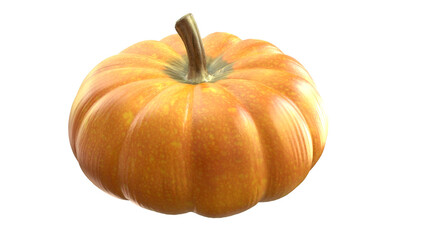 Big orange pumpkin isolated on transparent png background. 3D Rendered illustration render