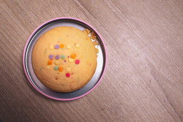 delicious chip cookies on brown background