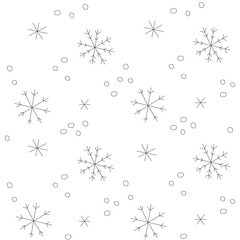 Seamless pattern with snowflakes in different shapes and forms. Doodles Snow flakes, snow background. Pattern for winter and christmas theme. Vector illustration for fabrics, greeting cards ets