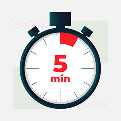 5 minutes timer symbol color style isolated on white background. Clock, stopwatch, cooking time label. Vector 10 eps. Vector illustration