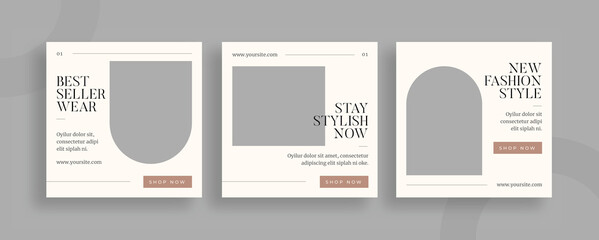 Set of editable templates for Instagram post, Facebook square frame, social media, fashion sale catalogue, brand, advertisement, and business promotion, fresh design with minimalist vector (2/3)