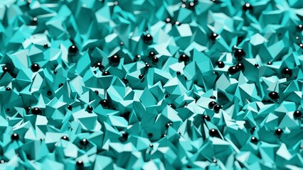 Abstract angular surface with particles and focus with bokeh. 3d illustration on physics or theory of strength of materials