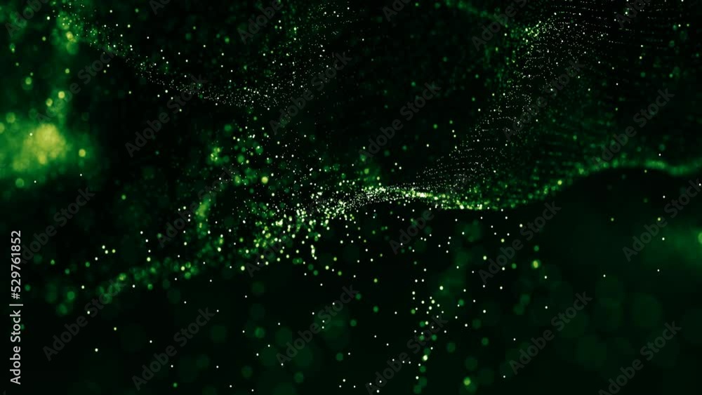 Poster Luxury particular background, digital signature with particles. Shining in the dark background at center of screen, Motion of abstract particles