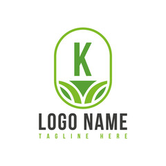 Agriculture Logo On Letter K Concept. Agro Farm Logo Symbol Vector Template