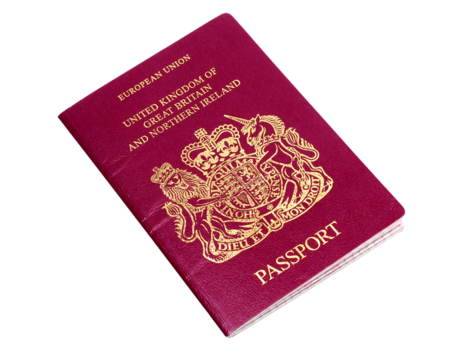 UK European passport red flat closed isolated transparent background photo PNG file