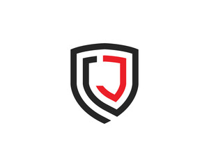 Initial Letter J Shield Monogram logo Concept icon sign symbol Design Element Line Art Style. Security, Heraldic, Guard Logotype. Vector illustration template