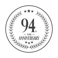 Luxury 94th years anniversary vector icon, logo. Graphic design element