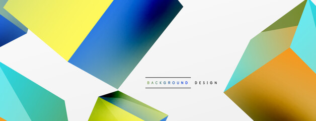 3d cubes vector abstract background. Composition of 3d square shaped basic geometric elements. Trendy techno business template for wallpaper, banner, background or landing