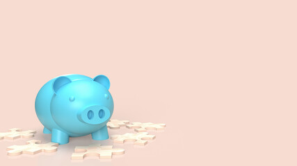 The white jigsaw and piggy bank for abstract or business concept  3d rendering.