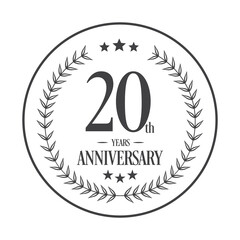 Luxury 20th years anniversary vector icon, logo. Graphic design element