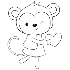 Cute monkey outline 