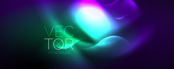 Neon glowing waves, magic energy space light concept, abstract background wallpaper design
