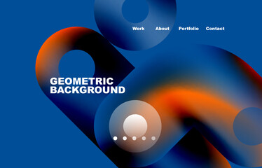 Circles and round shapes landing page abstract geometric background. Web page for website or mobile app wallpaper