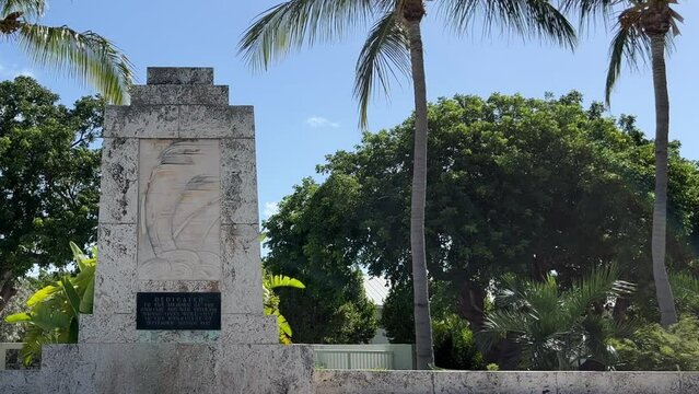 A Hurricane Monument dedicated to 408 people dead during the 1935 Labor Day weekend in the Florida Keys in Islamorada, Florida.