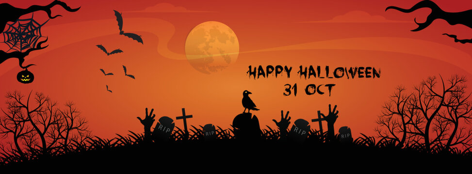 Modern facebook cover page design for halloween concept