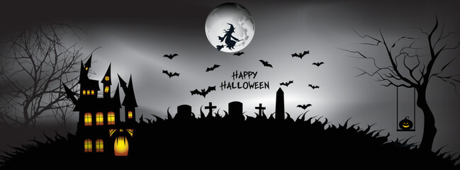 Modern facebook cover page design for halloween concept